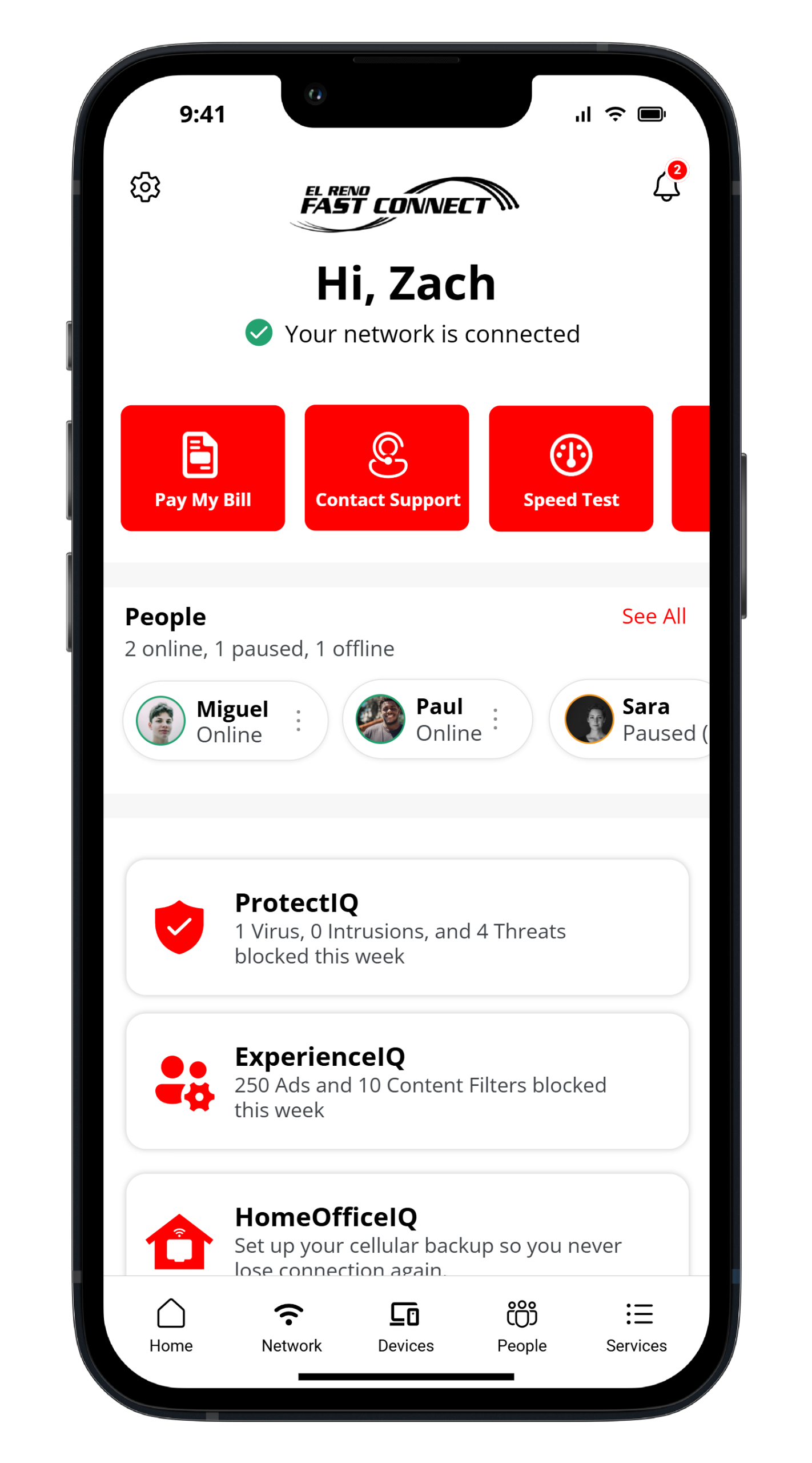 El Reno Fast CommandIQ app home screen